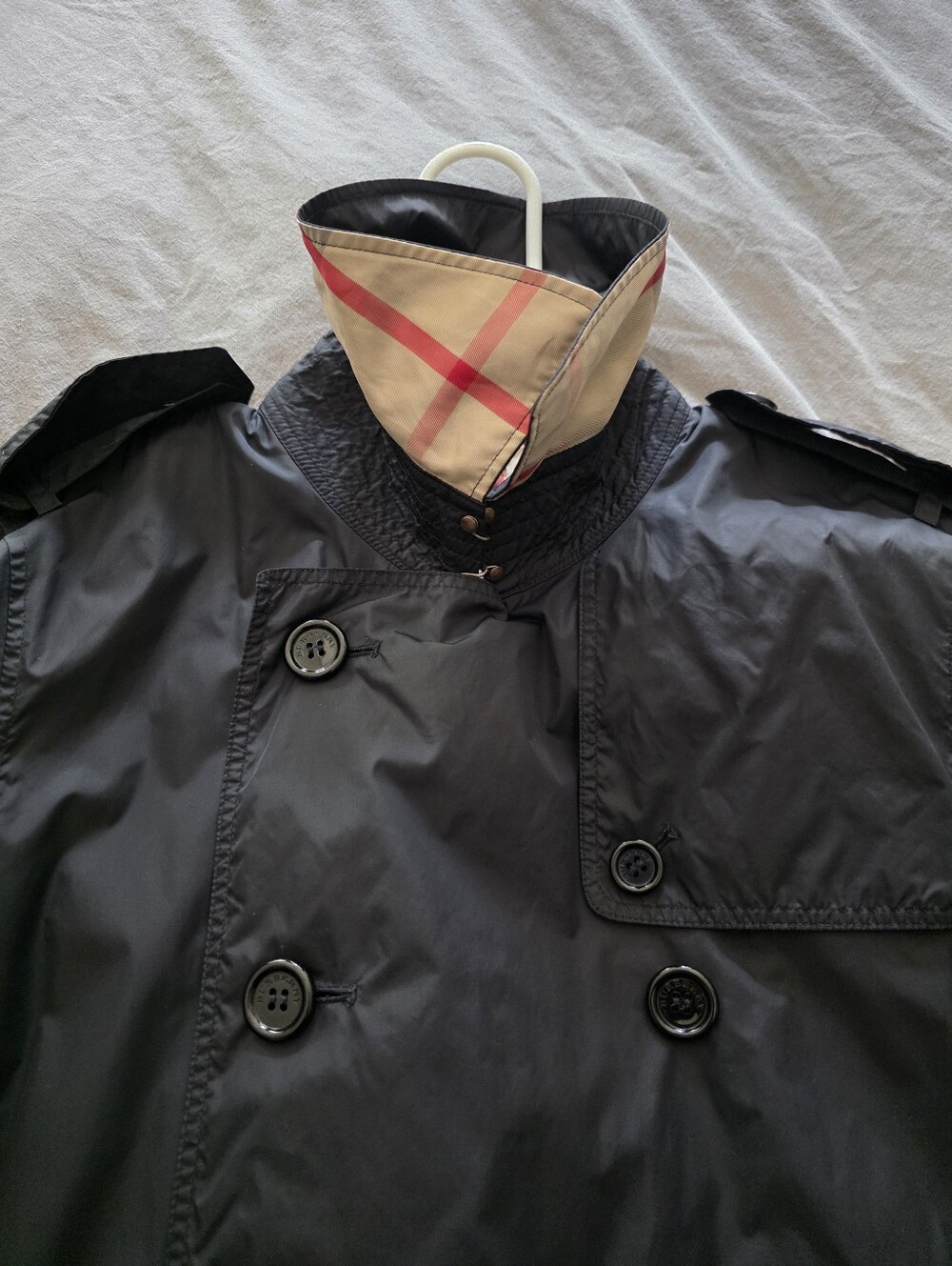 Burberry Black Double-Breasted Trench / Raincoat Size 10 US - Picture 11 of 15